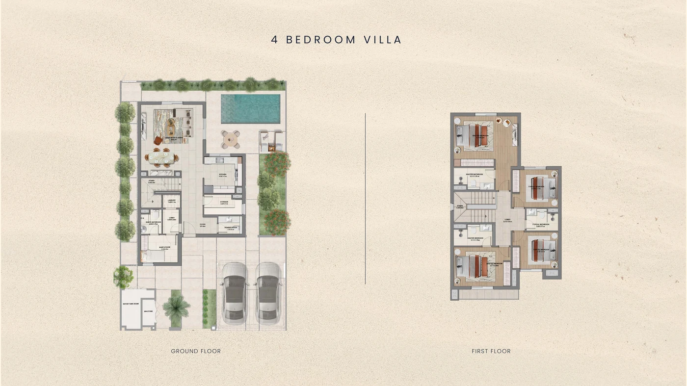 Al Ghadeer Gardens Phase 2 by Aldar 4-bedroom villa floor plan